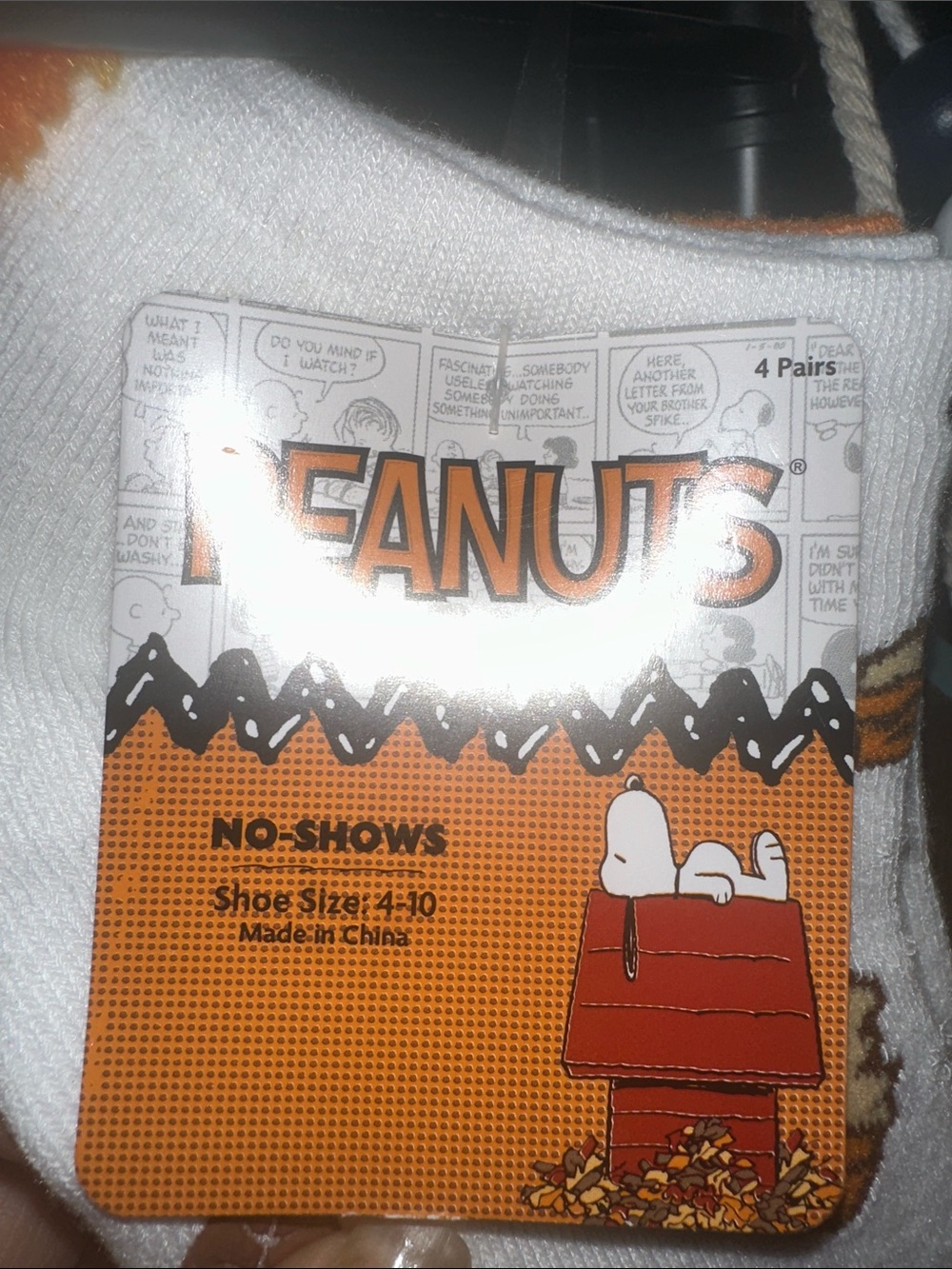Peanuts Snoopy Thanksgiving 4 Pack No Show Socks Pom Pom Woodstock Fall Orange - Picture 5 of 5